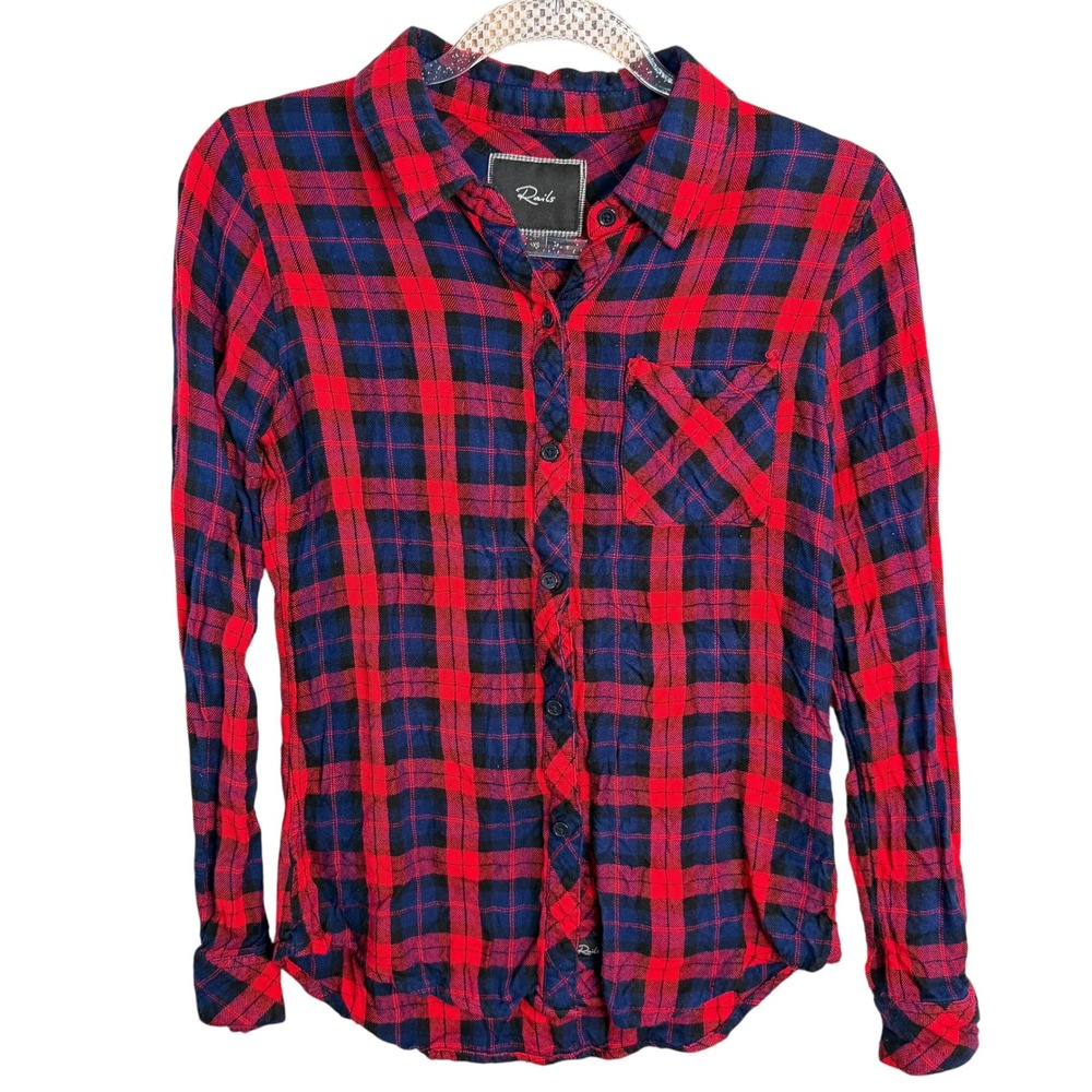 Rails Womens Hunter Plaid Button Down Shirt Red Navy Blue Flannel Size XS